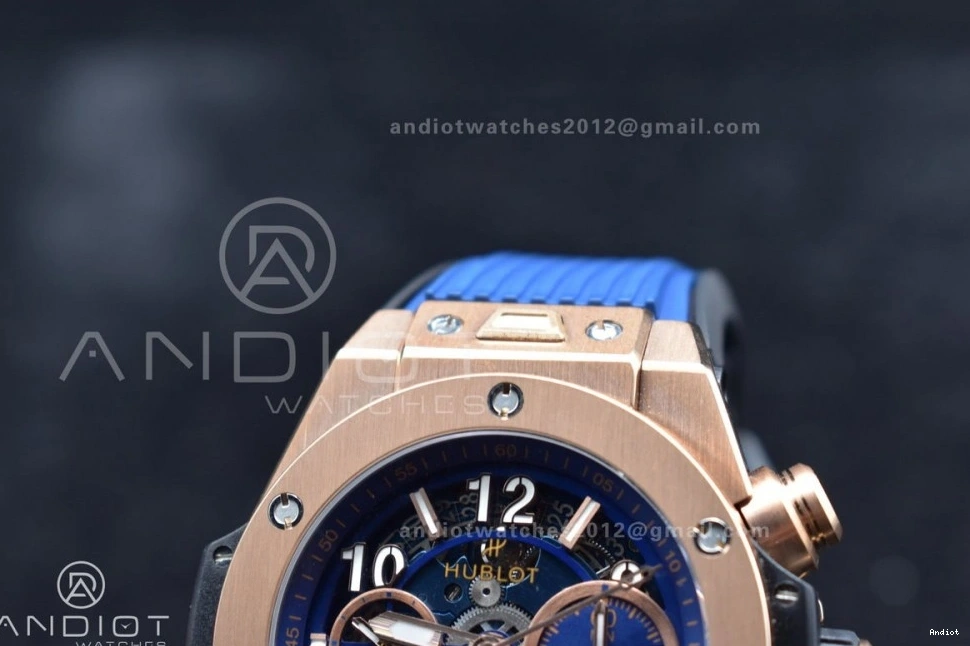 on 1:1 RG Strap Blue Unico Big Best Rubber Skeleton Blue Hublot Bang Dial ZF A1280 Edition 1122